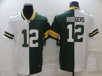 Nike Packers 12 Aaron Rodgers Green White Split Vapor Limited Men Jersey