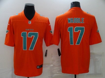 Nike Dolphins 17 Jaylen Waddle Orange Color Rush Limited Men Jersey