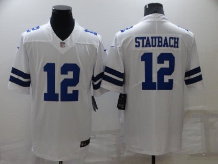 Nike Cowboys 12 Roger Staubach White Vapor Untouchable Limited Men Jersey