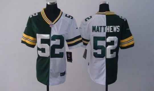 Nike Packers #52 Clay Matthews Green/White Women's Embroidered NFL Elite Split Jersey