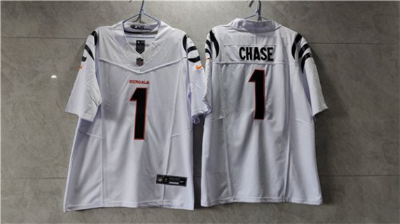 Men's Cincinnati Bengals #1 Ja'Marr Chase White 2023 F.U.S.E. Vapor Untouchable Limited Stitched Jersey