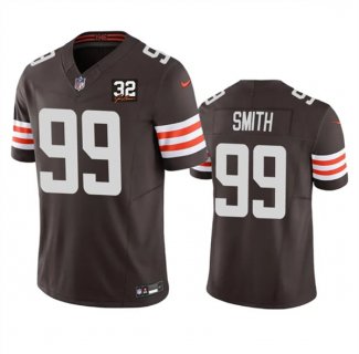 Men's Cleveland Browns #99 Za'Darius Smith Brown 2023 F.U.S.E. With Jim Brown Memorial Patch Vapor Untouchable Limited Football Stitched Jersey