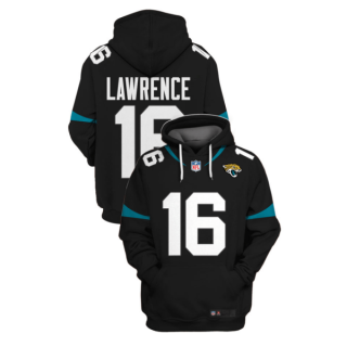 NFL Jaguars 16 Trevor Lawrence Black 2021 Stitched New Hoodie