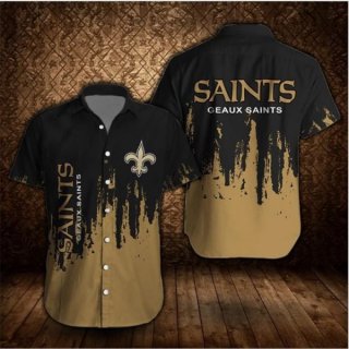 NFL New Orleans Saints Summer Casual Slim Button-Down Short Sleeve Shirt