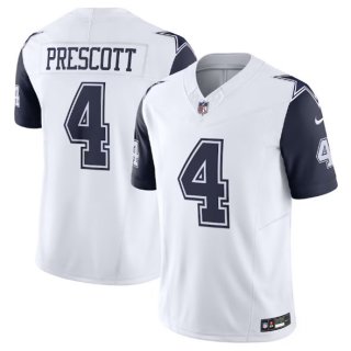 Men's Dallas Cowboys #4 Dak Prescott White 2023 F.U.S.E. Vapor Limited Stitched Football Jersey
