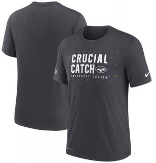 NFL Jets Charcoal 2021 Crucial Catch Performance T-Shirt