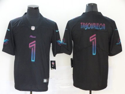 Nike Dolphins 1 Tua Tagovailoa Black City Edition Vapor Limited Men Jersey