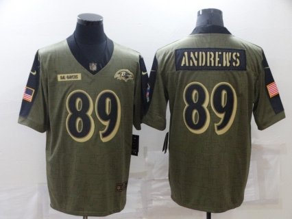 Nike Baltimore Ravens 89 Mark Andrews 2021 Olive Salute To Service Limited Men Jersey
