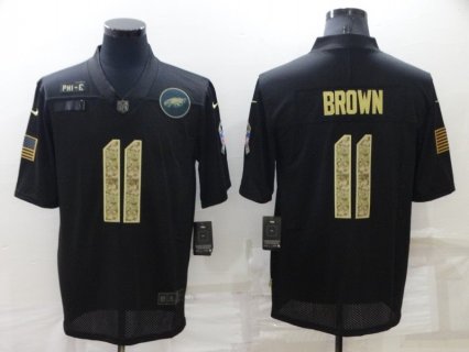 Nike Eagles 11 A. J. Brown Black Camo Salute to Service Limited Men Jersey