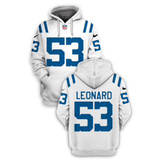 NFL Colts 53 Darius Leonard White 2021 Stitched New Hoodie