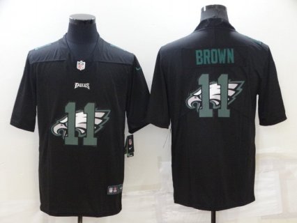 Nike Eagles 11 A. J. Brown Black Shadow Logo Vapor Limited Men Jersey