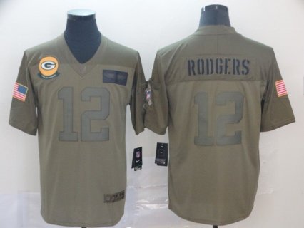 Nike Packers 12 Aaron Rodgers 2019 Olive Salute To Service Limited Men Jersey