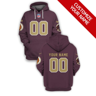 NFL Redskins Customized Burgundy Gold 2021 Stitched New Hoodie