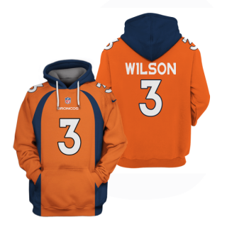 Nike Broncos 3 Russell Wilson Orange Hoodie