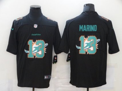 Nike Dolphins 13 Dan Marino Black Shadow Logo Limited Men Jersey