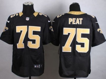 2015 Draft Nike Saints 75 Andrus Peat Black Team Color Men Stitched NFL Elite Jersey
