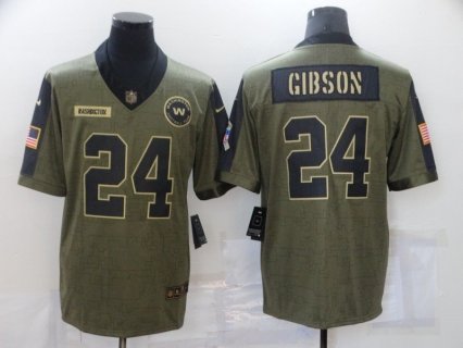 Nike Washington Football Team 24 Antonio Gibson 2021 Olive Salute To Service Limited Men Jersey