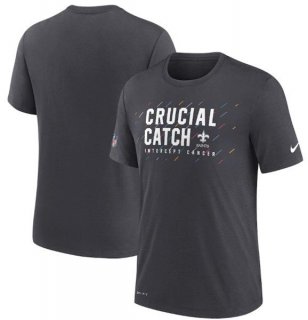 NFL Saints Charcoal 2021 Crucial Catch Performance T-Shirt