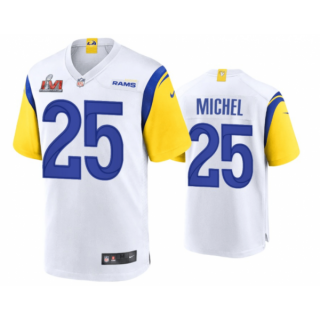 Nike Rams 25 Sony Michel Super Bowl LVI White Limited Vapor Jersey