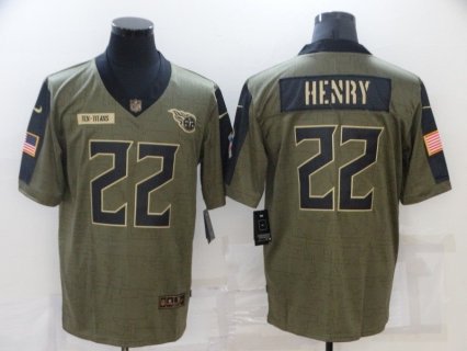 Nike Tennessee Titans 22 Derrick Henry 2021 Olive Salute To Service Limited Men Jersey