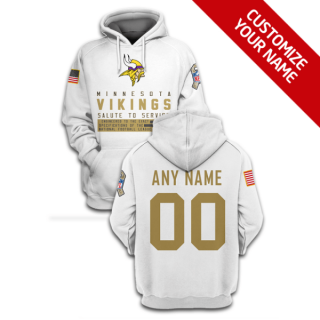 NFL Vikings Customized White Gold 2021 Stitched New Hoodie