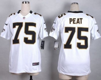 2015 Draft Nike Saints 75 Andrus Peat White Women Stitched NFL Elite Jersey