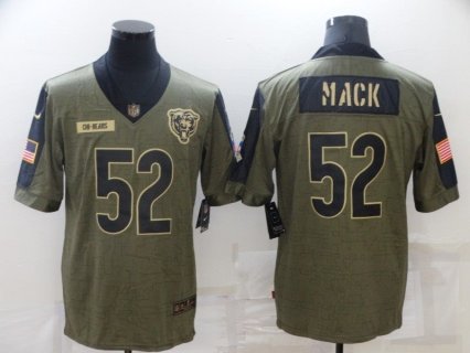 Nike Chicago Bears 52 Khalil Mack 2021 Olive Salute To Service Limited Men Jersey