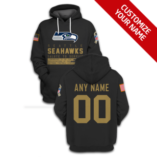 NFL Seahawks Customized Black Salute To Service 2021 Stitched New Hoodie