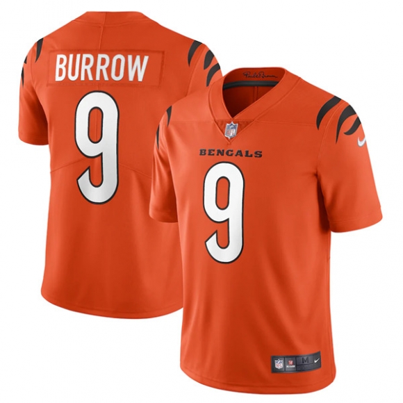 Men's Cincinnati Bengals #9 Joe Burrow 2021 Orange Vapor Limited Stitched NFL Jersey