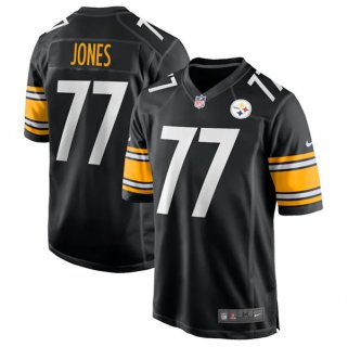 Men's Pittsburgh Steelers #77 Broderick Jones Black Stitched Game Jersey