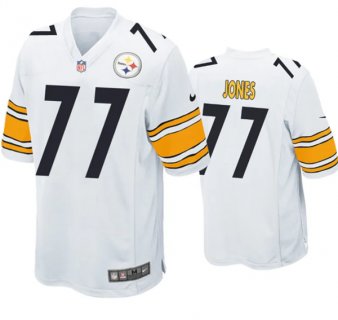 Men's Pittsburgh Steelers #77 Broderick Jones White Stitched Game Jersey