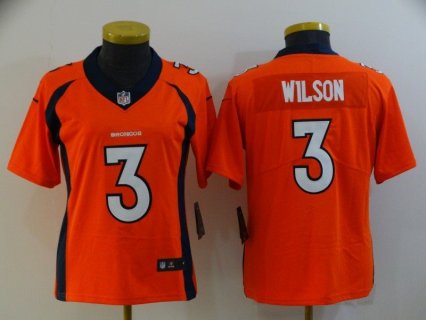 Nike Broncos 3 Russell Wilson Orange Vapor Untouchable Limited Women Jersey