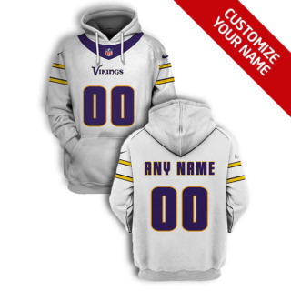 NFL Vikings Customized White Purple 2021 Stitched New Hoodie