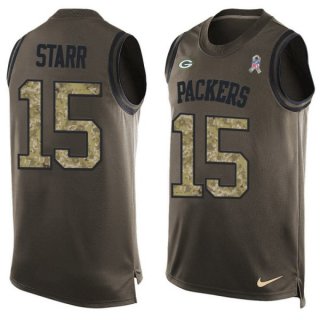 Nike Packers 15 Bart Starr Olive Green Salute To Service Tank Top
