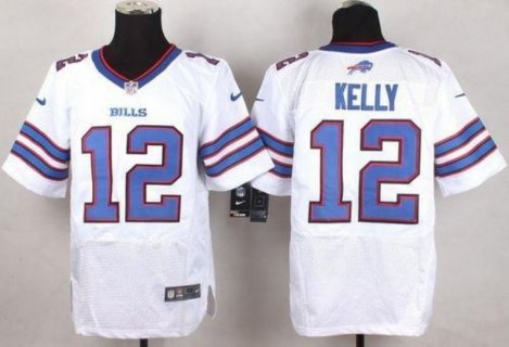 Nike Bills 12 Jim Kelly White Men Stitched NFL New Elite Jersey