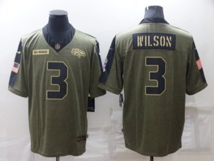 Nike Broncos 3 Russell Wilson Olive 2021 Salute To Service Limited Men Jersey