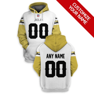 NFL Saints Customized White Gold 2021 Stitched New Hoodie
