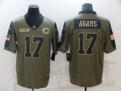 Nike Green Bay Packers 17 Davante Adams 2021 Olive Salute To Service Limited Men Jersey