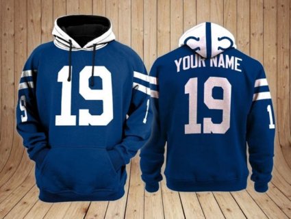 NFL Indianapolis Colts 19 Customized Blue Performance Pullover Hoodie