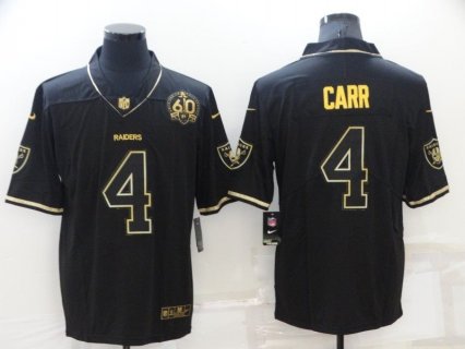 Nike Raiders 4 Carr Black Gold 60th Anniversary Vapor Limited Men Jersey