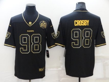 Nike Raiders 98 Maxx Crosby Black Gold 60th Anniversary Vapor Limited Men Jersey