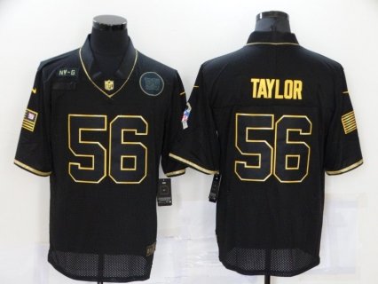 Nike Giants 56 Lawrence Taylor 2020 Black Gold Salute To Service Limited Men Jersey