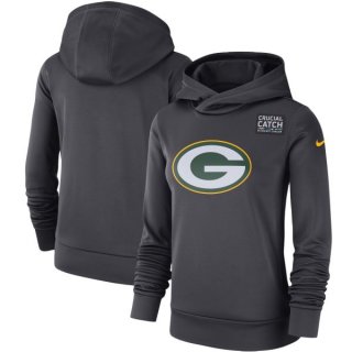 Nike Green Bay Packers Anthracite Crucial Catch Performance Women Pullover Hoodie