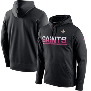 NFL Saints Nike Breast Cancer Awareness Circuit Performance Black Pullover Hoodie