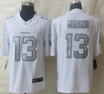 Nike Dolphins 13 Dan Marino White Men Stitched NFL Limited Platinum Jersey
