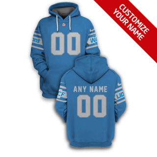 NFL Lions Customized Blue 2021 Stitched New Hoodie