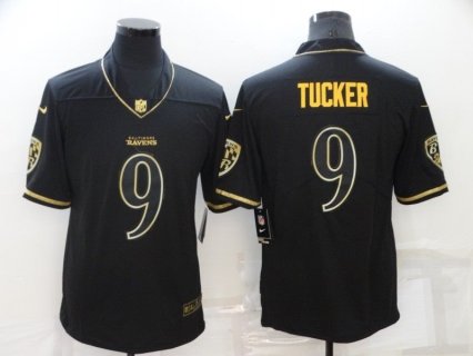 Nike Ravens 9 Justin Tucker Black 2019 Golden Edition Limited Men Jersey