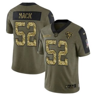 Nike Bears 52 Khalil Mack 2021 Olive Camo Salute To Service Limited Men Jersey