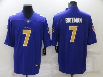 Nike Ravens 7 Rashod Bateman Purple Color Rush Limited Men Jersey