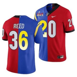Nike Rams x Georgia Bulldogs J.R. Reed Red Royal 2022 Super Bowl LVI Split Limited Men Jersey